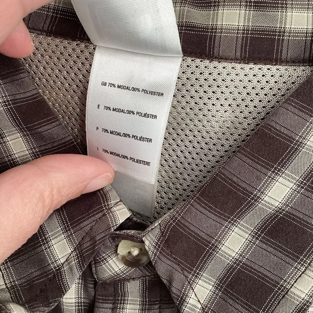 Mens The North Face Plaid short sleeved Button Up Shirt Gray XL‎
